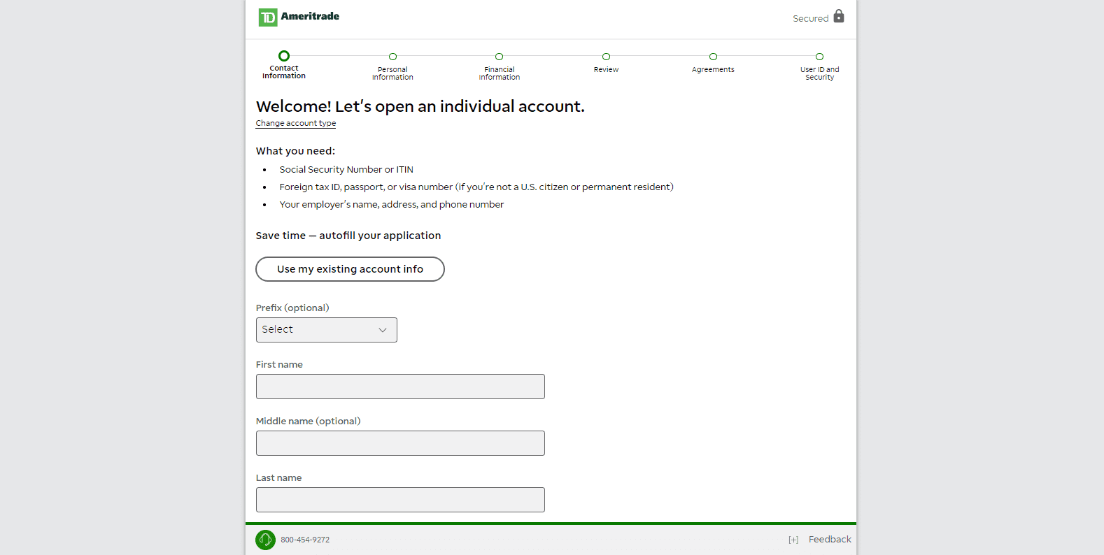TD Ameritrade Review account application